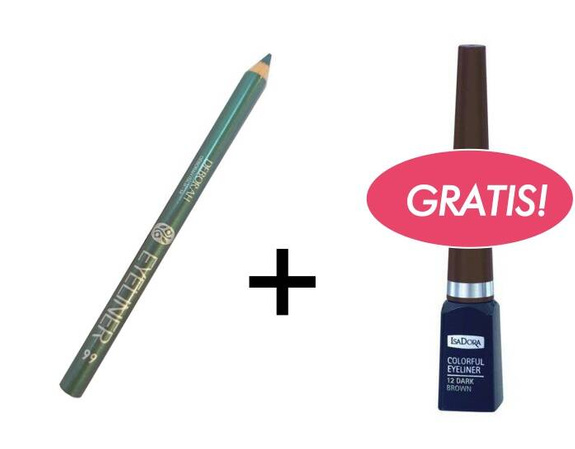 Deborah Eyeliner Pencil kredka do oczu nr 66, 1,3 g + IsaDora Colorful Eyeliner w pędzelku 12 Dark Brown GRATIS!